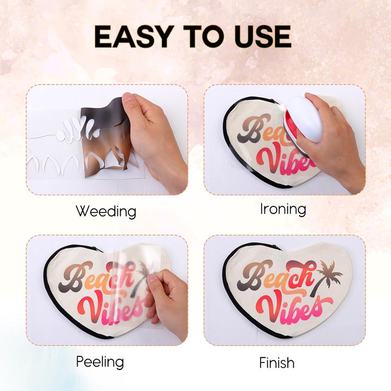 Tintnut Gradient HTV - 6 Sheets 12 x 10 Inches Yellow Black Ombre HTV Heat Transfer Vinyl for T-Shirts, DIY Rainbow Patterned Vinyl Compatible with Silhouette Cameo/Cricut - Image 3